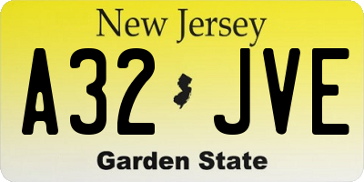 NJ license plate A32JVE