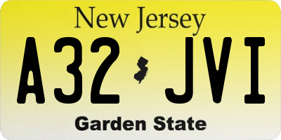 NJ license plate A32JVI