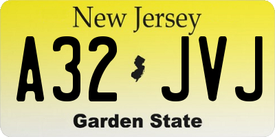 NJ license plate A32JVJ