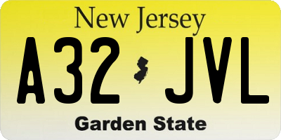 NJ license plate A32JVL