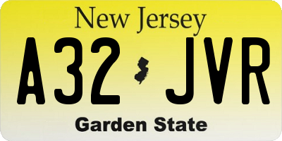 NJ license plate A32JVR