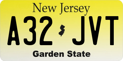 NJ license plate A32JVT