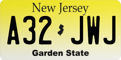 NJ license plate A32JWJ