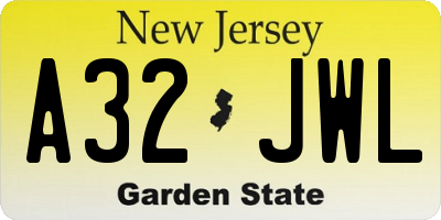 NJ license plate A32JWL