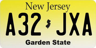 NJ license plate A32JXA