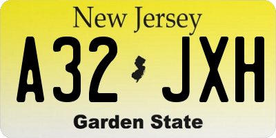 NJ license plate A32JXH