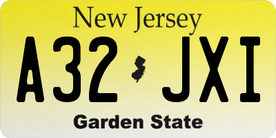 NJ license plate A32JXI
