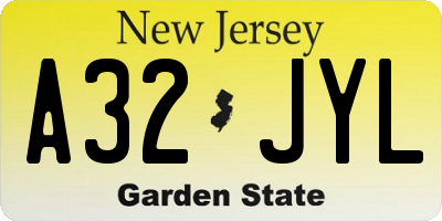 NJ license plate A32JYL