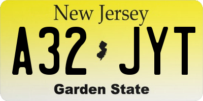 NJ license plate A32JYT