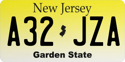 NJ license plate A32JZA