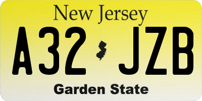 NJ license plate A32JZB