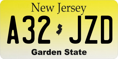 NJ license plate A32JZD