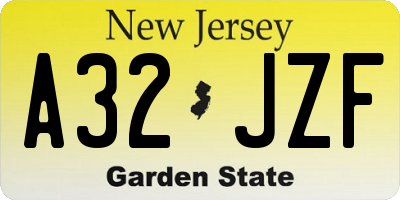 NJ license plate A32JZF