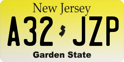 NJ license plate A32JZP