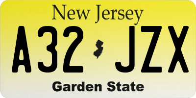 NJ license plate A32JZX