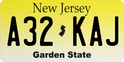 NJ license plate A32KAJ