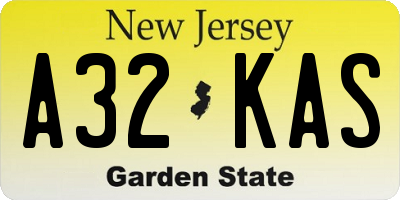 NJ license plate A32KAS