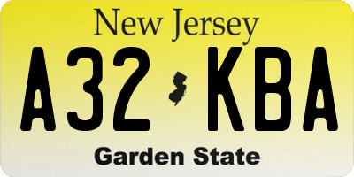 NJ license plate A32KBA