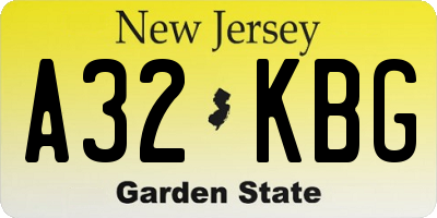 NJ license plate A32KBG