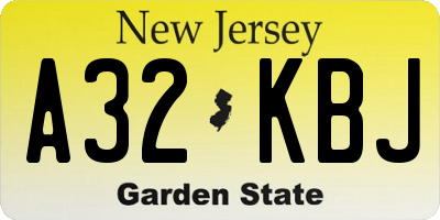 NJ license plate A32KBJ