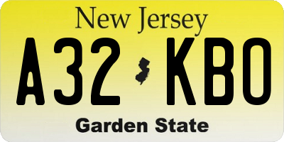 NJ license plate A32KBO