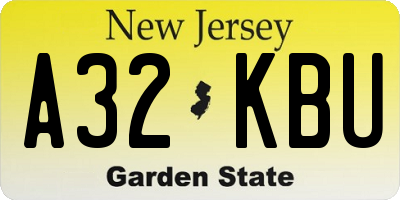 NJ license plate A32KBU