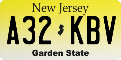 NJ license plate A32KBV