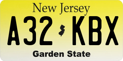 NJ license plate A32KBX