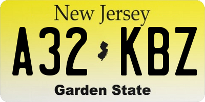 NJ license plate A32KBZ