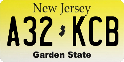 NJ license plate A32KCB