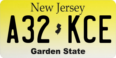 NJ license plate A32KCE