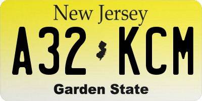NJ license plate A32KCM