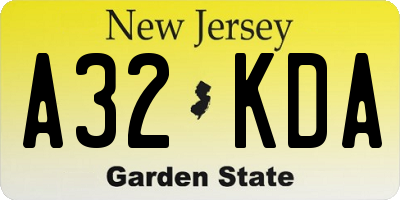 NJ license plate A32KDA