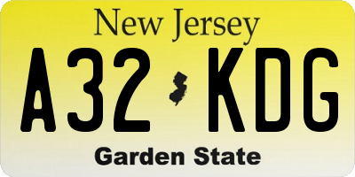 NJ license plate A32KDG
