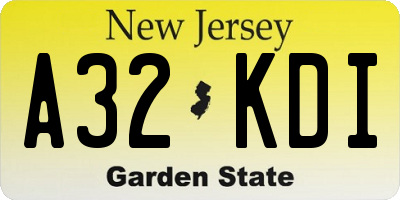 NJ license plate A32KDI