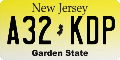 NJ license plate A32KDP
