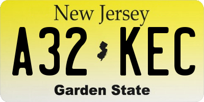 NJ license plate A32KEC