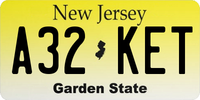 NJ license plate A32KET