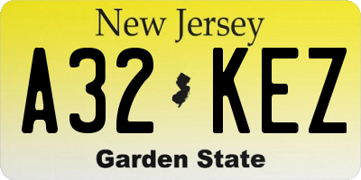 NJ license plate A32KEZ