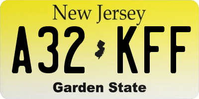 NJ license plate A32KFF