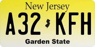 NJ license plate A32KFH