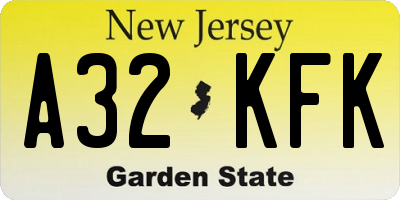 NJ license plate A32KFK