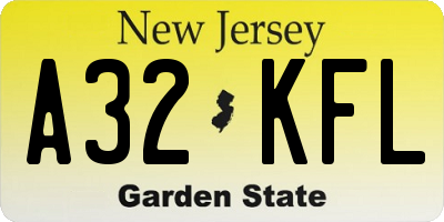 NJ license plate A32KFL