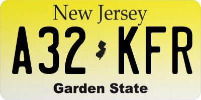 NJ license plate A32KFR