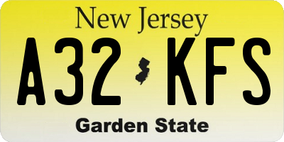 NJ license plate A32KFS