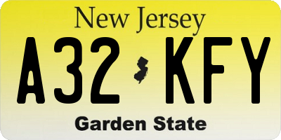 NJ license plate A32KFY