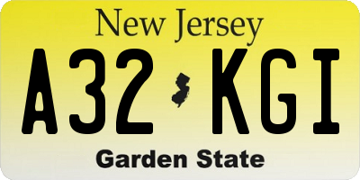 NJ license plate A32KGI