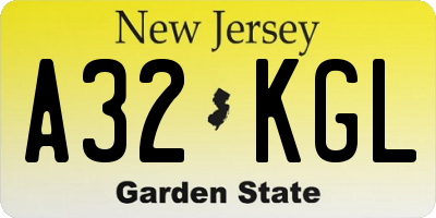 NJ license plate A32KGL