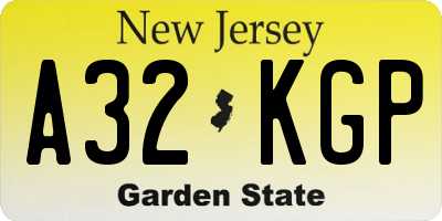 NJ license plate A32KGP