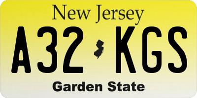 NJ license plate A32KGS